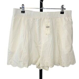Anthropologie Pintuck Lace Embroidered Shorts Size Medium White Cover Up Shorts